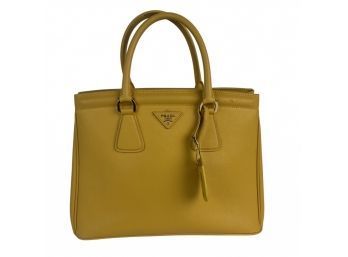 Mustard Yellow  Handbag In The Style Of Prada