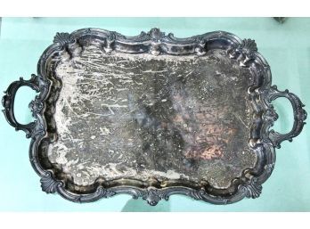 Large Silver On Copper Well Tarnished Serving Tray