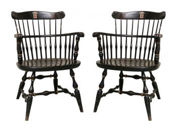 Pair Of Brown University Nichols Stone & Co. Spindle Back Chairs (Pair 2 Of 4)