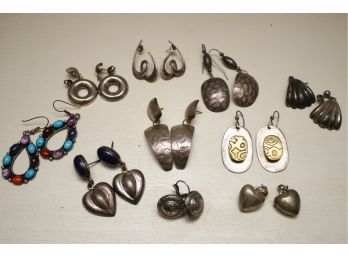 Large Collection Of Sterling Silver  Earrings