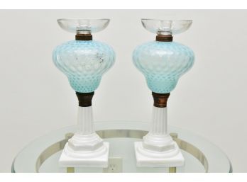 Art Glass Milk Glass Candle Holders