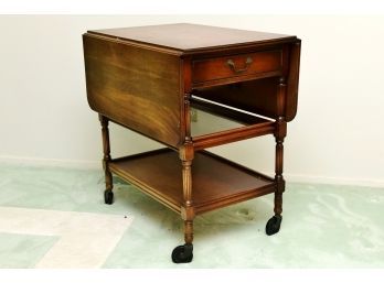 Drop Leaf Tea Cart With Glass Tray