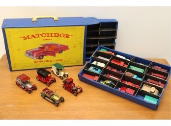 Vintage 1965 Matchbox Case With Cars Including Classics