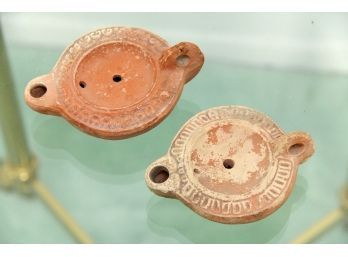 Antique Roman Terra Cotta Oil Lamps