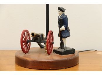 Vintage American Revolution Cast Iron Soldier Table Lamp