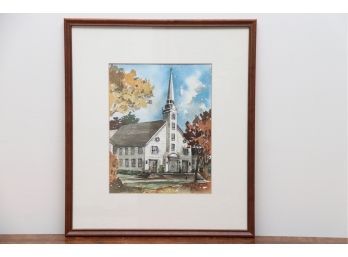 The Old First Church Watercolor By Cynthia Morrongiello