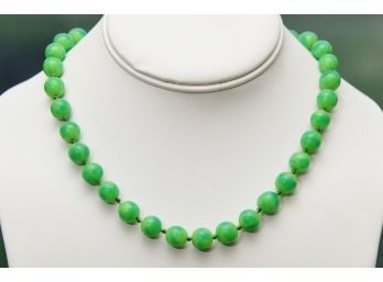 Green Jade Beaded And  Faceted Necklace