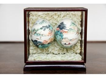 2 Asian Eggs In Display Case