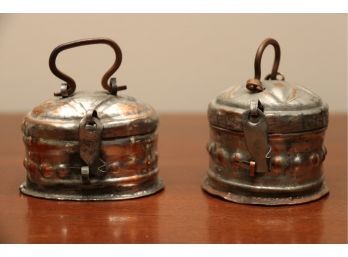 Two Miniature Copper Lidded Cases