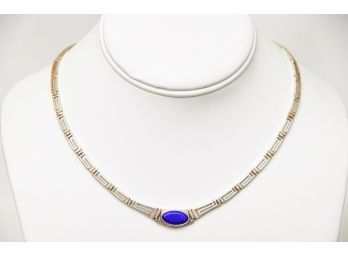 Sterling Silver And Blue Lapis Pendant Necklace
