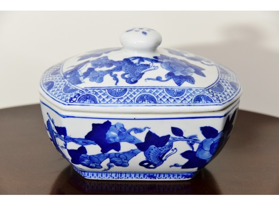 Asian Blue And White Square Covered Dish