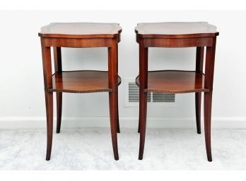 Pair Of Leather Top Side Tables