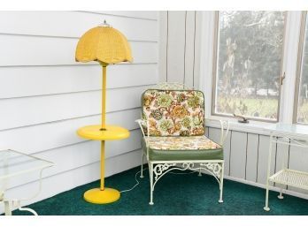 Mid Century Iron Works Chairs And Yellow Painted Lamp Table