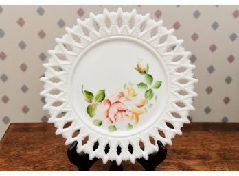 Hand Painted Milk Glass Plate