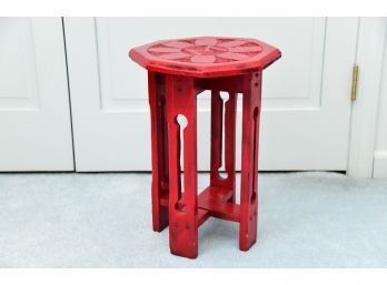 Petite Red Painted Octagonal Side Table
