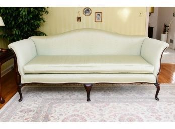 Sophisticated Silk Covered Mint Green Hump Back Settee