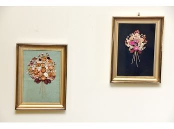 Pair Of Dried Flower Art Pieces