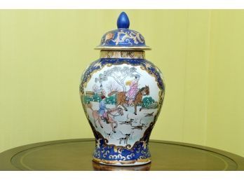 A Chinese Hand Painted Ceramic Covered Ginger Jar