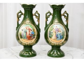 Majolica Josef Strnact, Austria, Antique Vases