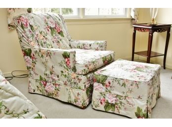 Custom Upholstered Side Chair And Ottoman