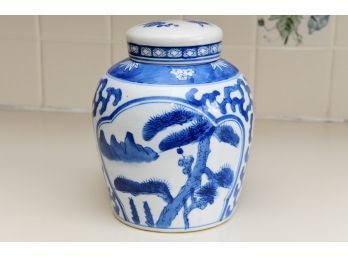 A Blue And White Ginger Jar