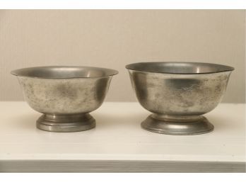 A Pair Of Pewter Revere Footed Bowls