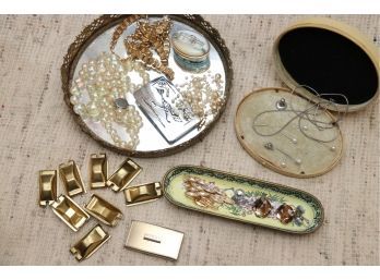 Womans Jewelry Including Mirrored Tray