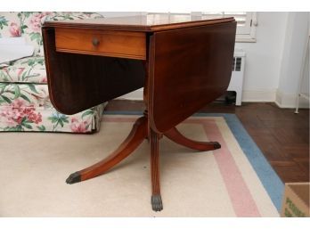 Antique Mahogany Drop Leaf Table With Drawer