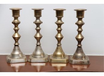 2 Sets Of Brass Candlesticks