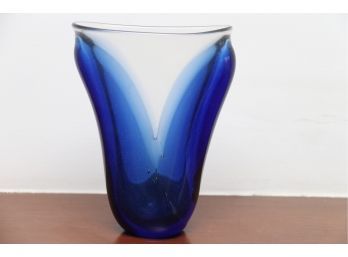 Michael Shearer Blue Art Glass Vase