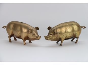 Vintage Brass Pig Coin Banks