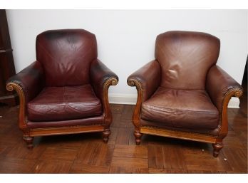 Pair Of  Thomasville Leather Side Chairs