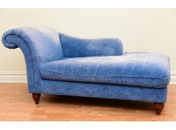 A Milling Road Blue Fabric Settee With Mahogany Feet