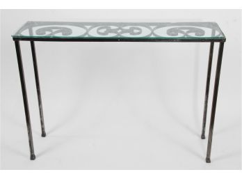 Wrought Iron Console Table With Glass Top