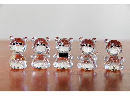 5 Small Crystal Bear Figurines