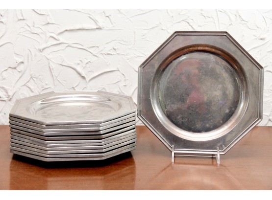 Wilton Armetale Octagon Plates 9' Dinner Plates Pewter Set Of 12
