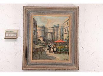 The Market Stroll Oil On Canvas Signed J Catino Maybe