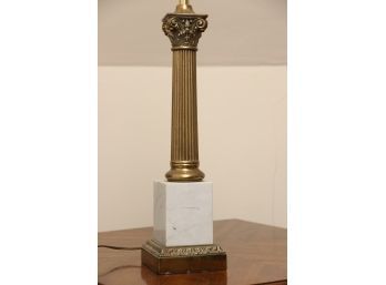 Large Brass And Marble Table Lamp