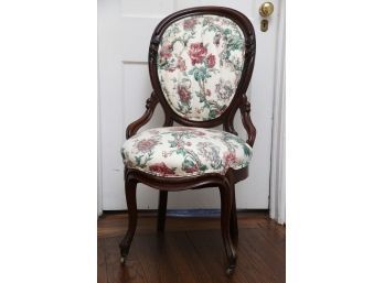 Vintage Victorian Mahogany Balloon Back Accent Chair