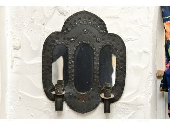 Antique Tin Wall Sconce Candle Holder