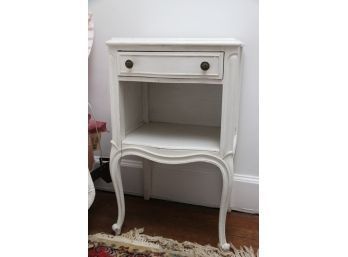 Vintage White Painted End Table With Undershelf