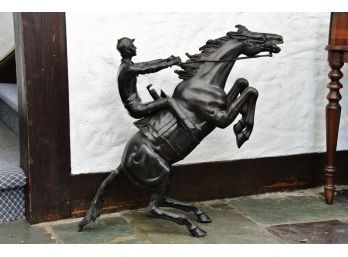 Rearing Horse Metal Sculpture 29 Tall