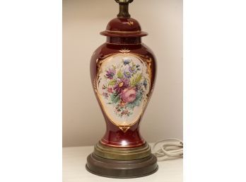 Lovely Porcelain Signed Hand Painted Table Lamp