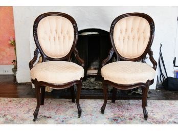 Pair Of Round Back Mahogany Side Chairs