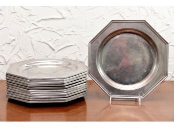 Wilton Armetale Octagon Plates 9' Dinner Plates Pewter Set Of 12