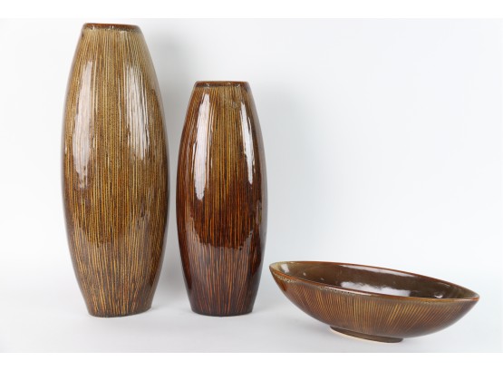 3 Piece Vase & Bowl Set