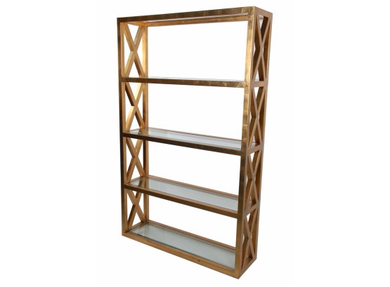 Clifton 'X' Etagere World's Away Gold Leaf Unit Paid $3700