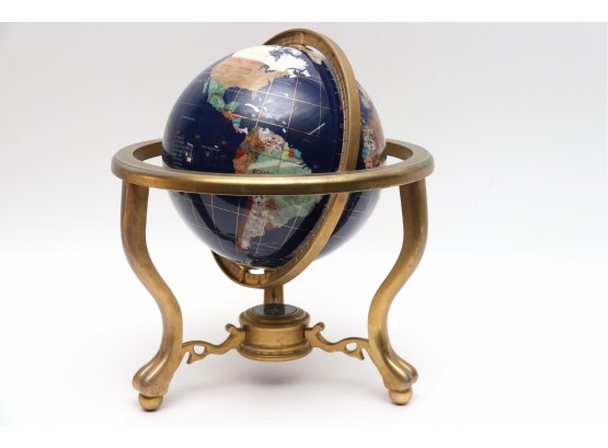 A Contemporary Large Stone Inlaid World Globe