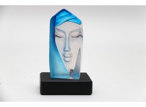 Mats Jonasson Batzeba Blue Mask Crystal Mask Sculpture
