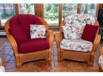 A Pair Of Wicker And Rattan Oversized Side Chairs